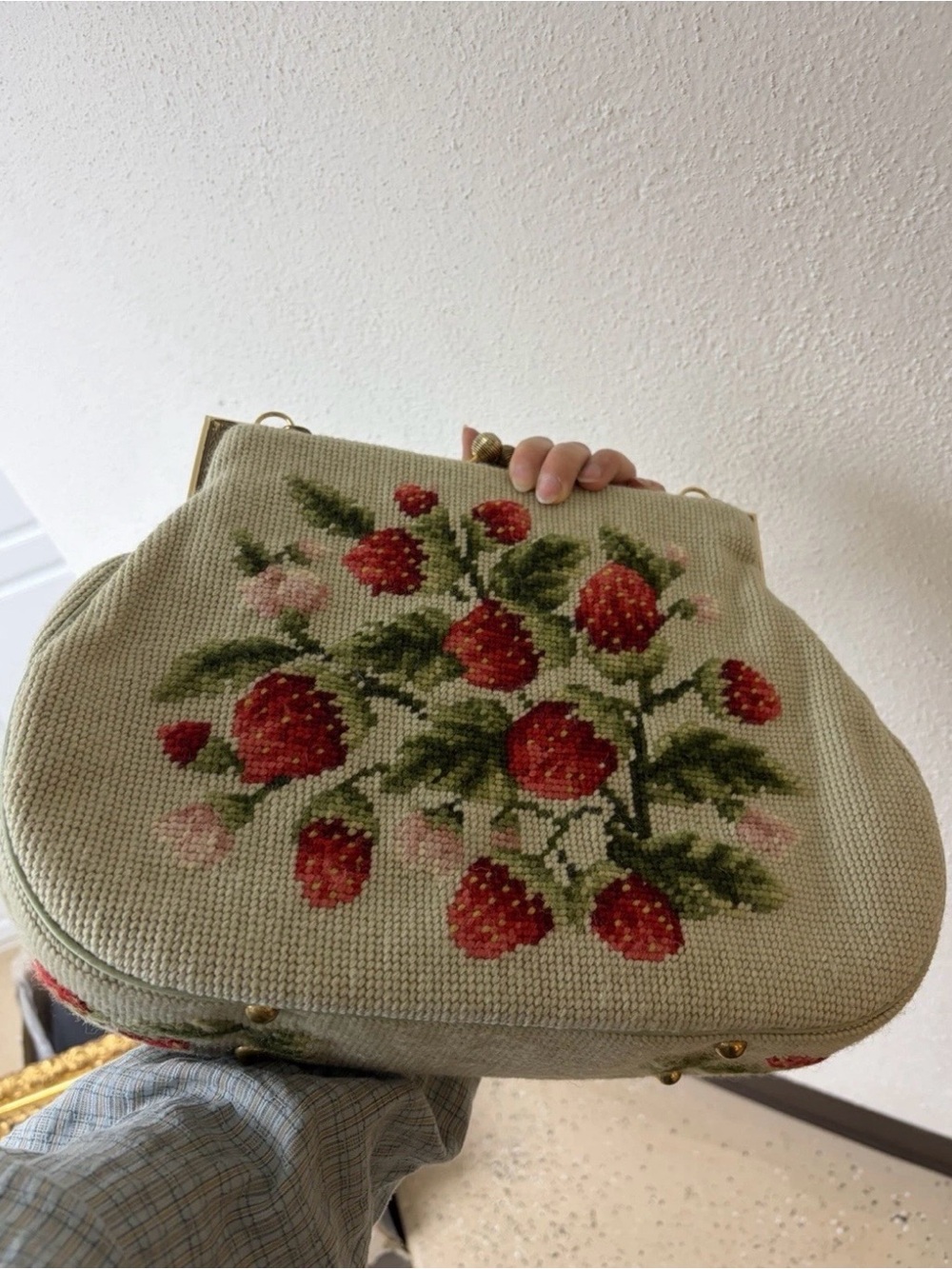 1960s Complete Vintage
Needlepoint Strawberry Bag SET | Mint MCM 🍓🧚‍♀️🍄 - Picture 11 of 12
